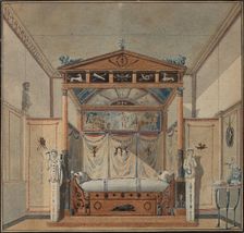 Design of the Bed, c. 1800. Creator: Percier, Charles (1764-1838)