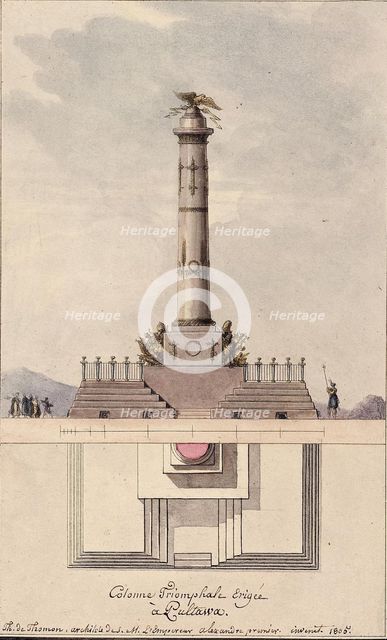 Design of the column commemorating centennial of the Battle of Poltava, 1805. Artist: Thomas de Thomon, Jean François (1754-1813)