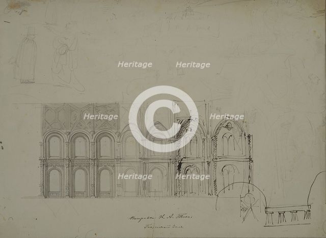 Design of the lateral wall of the Hall of the Order of St. George in the Grand Kremlin Palace, 1838. Artist: Benois, Nikolai Leontyevich (1813-1898)