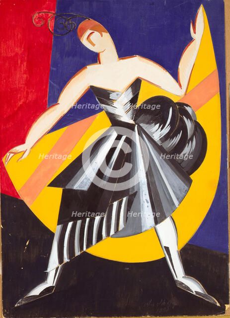 Design of the Spanish costume for dancer Elsa Krüger, 1920. Creator: Exter, Alexandra Alexandrovna (1882-1949).