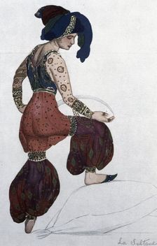 Design of the Sultana's costumes for the gala performances of Serge de Diaghilew's Russian...1907. Creator: Bakst, Leon (1866-1924)