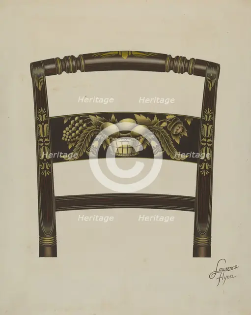 Design on Back of Hitchcock Chair, c. 1936. Creator: Lawrence Flynn.