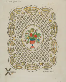 Design on Door of Seth Thomas Clock, 1936. Creator: M.H. McDowell