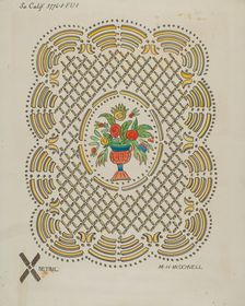 Design on Door of Seth Thomas Clock, 1936. Creator: M.H. McDowell