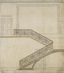 Design, as executed, for the great staircase, Burlington House, Piccadilly, Westminster..., 1817. Creator: Samuel Ware