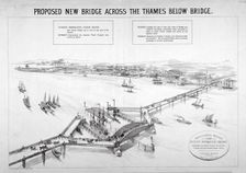 Design by Frederic Barnett for a duplex low-level bridge, London, 1876. Artist: Maclure, Macdonald, Macgregor