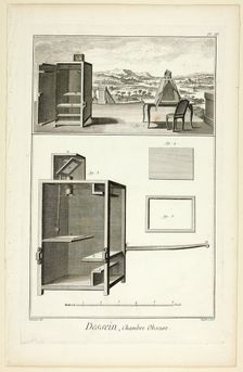 Design: Camera Obscura, from Encyclopédie, 1762/77. Creator: A. J. Defehrt