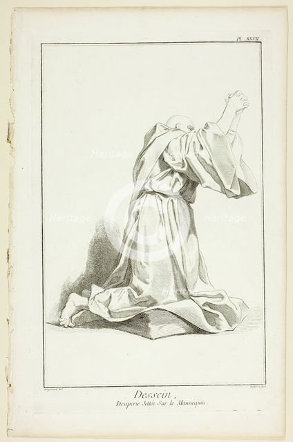 Design: Drapery Arranged On a Model, from Encyclopédie, 1762/77. Creator: A. J. Defehrt.
