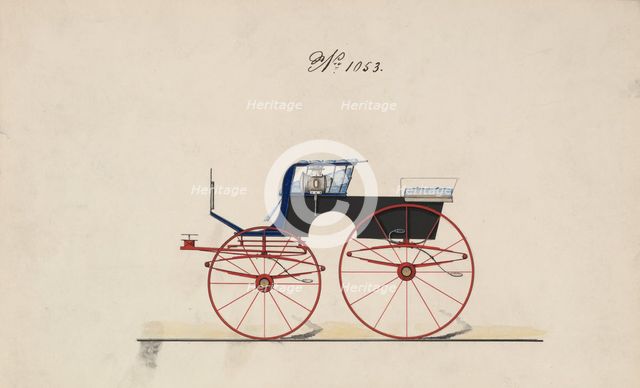 Design for 4 seat Phaeton, no top, no. 1053, 1850-70. Creator: Brewster & Co.
