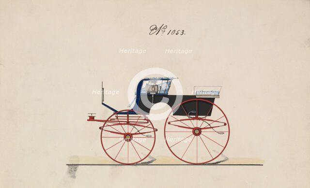 Design for 4 seat Phaeton, no top, no. 1053, 1850-70. Creator: Brewster & Co.