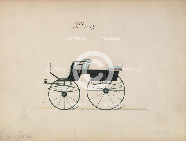 Design for 4 seat Phaeton, no top, no. 1057, 1850-70. Creator: Brewster & Co.