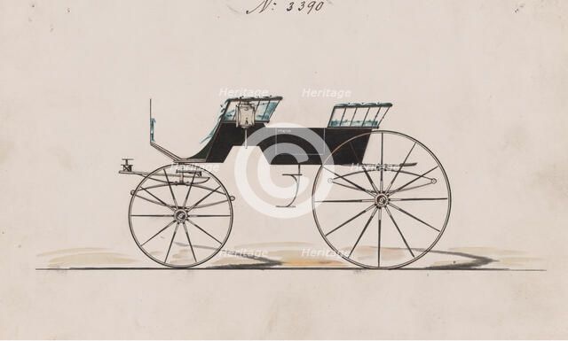 Design for 4 seat Phaeton, no top, no. 3390, 1878. Creator: Brewster & Co.