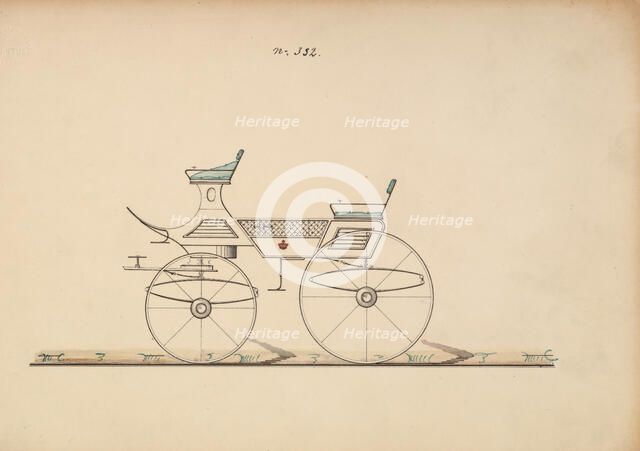 Design for 4 seat Phaeton, no top, no. 332, 1850-70. Creator: Brewster & Co.