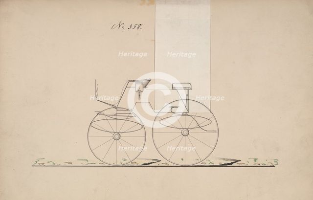 Design for 4 seat Phaeton, no top, no. 358, 1850-70. Creator: Brewster & Co.
