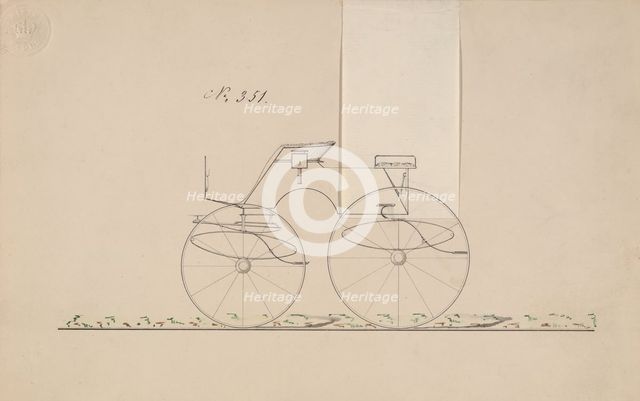 Design for 4 seat Phaeton, no top, no. 351, 1850-70. Creator: Brewster & Co.