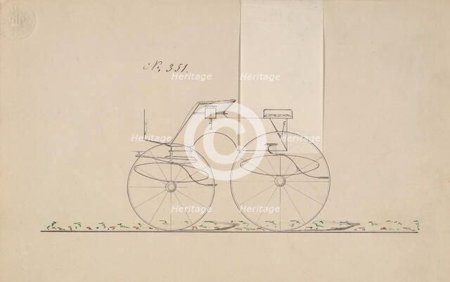 Design for 4 seat Phaeton, no top, no. 351, 1850-70. Creator: Brewster & Co.