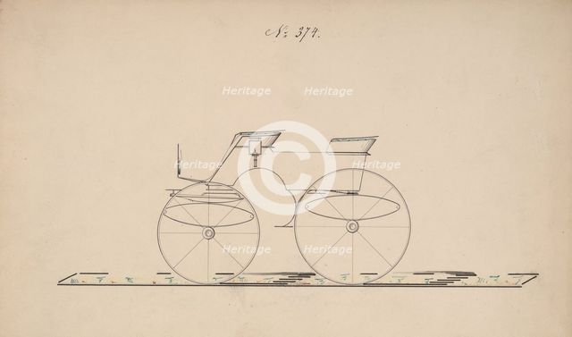 Design for 4 seat Phaeton, no top, no. 374, 1850-70. Creator: Brewster & Co.
