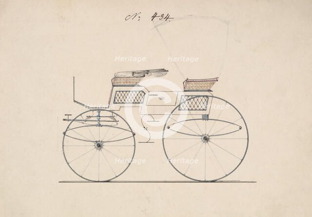 Design for 4 seat Phaeton, no top, no. 434, 1850-70. Creator: Brewster & Co.