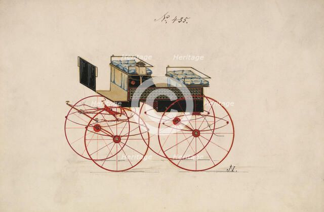 Design for 4 seat Phaeton, no top, no. 435, 1850-70. Creator: Brewster & Co.
