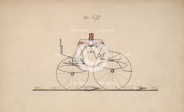Design for 4 seat Phaeton, no top, no. 470, 1850-70. Creator: Brewster & Co.