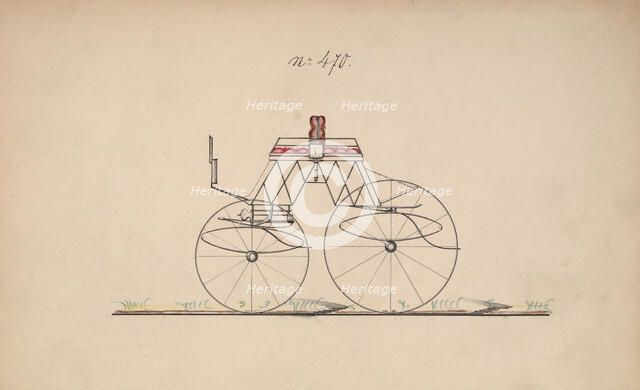Design for 4 seat Phaeton, no top, no. 470, 1850-70. Creator: Brewster & Co.