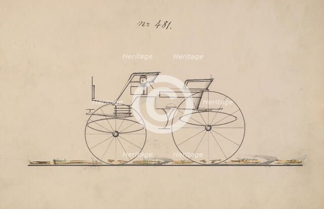 Design for 4 seat Phaeton, no top, no. 481, 1850-70. Creator: Brewster & Co.