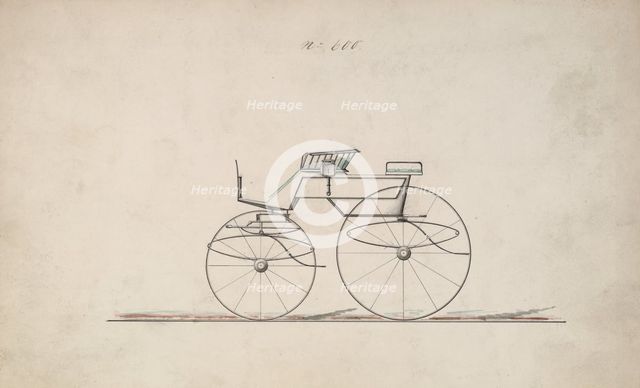 Design for 4 seat Phaeton, no top, no. 500, 1850-70. Creator: Brewster & Co.