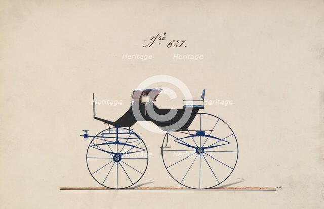 Design for 4 seat Phaeton, no top, no. 627, 1850-70. Creator: Brewster & Co.