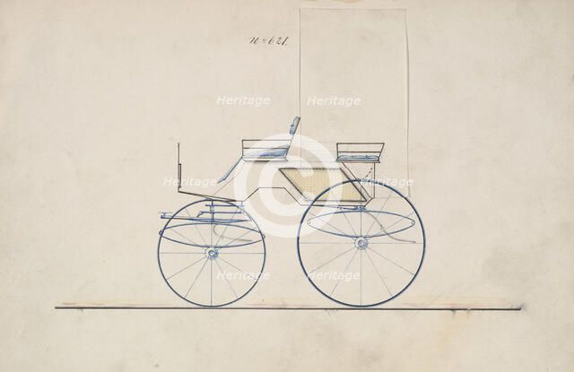 Design for 4 seat Phaeton, no top, no. 621, 1850-70. Creator: Brewster & Co.