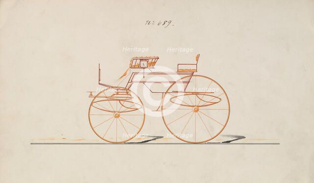 Design for 4 seat Phaeton, no top, no. 689, 1850-70. Creator: Brewster & Co.