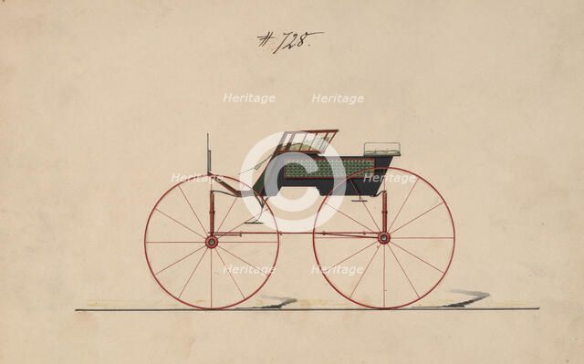 Design for 4 seat Phaeton, no top, no. 728, 1850-70. Creator: Brewster & Co.