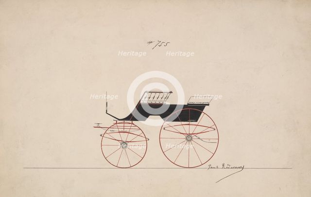 Design for 4 seat Phaeton, no top, no. 755, 1850-70. Creator: Brewster & Co.