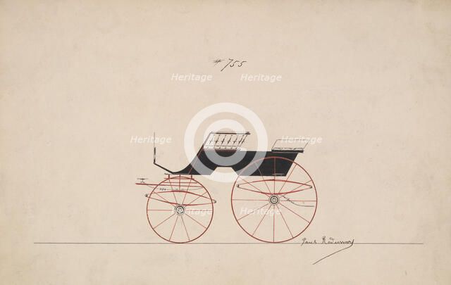 Design for 4 seat Phaeton, no top, no. 755, 1850-70. Creator: Brewster & Co.