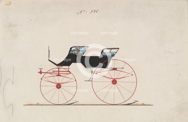 Design for 4 seat Phaeton, no top, no. 936, 1850-70. Creator: Brewster & Co.