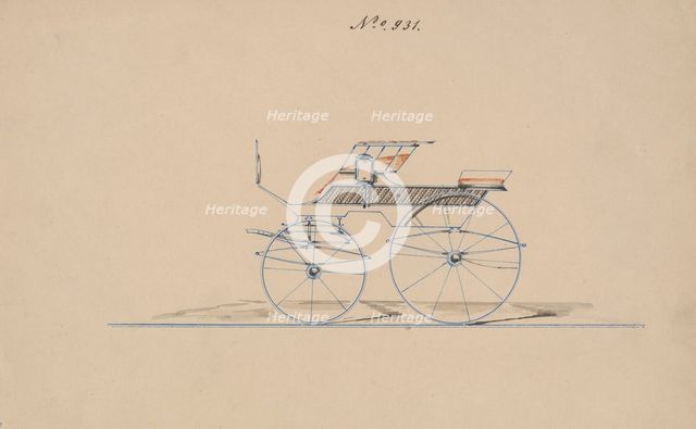 Design for 4 seat Phaeton, no top, no. 931, 1850-70. Creator: Brewster & Co.