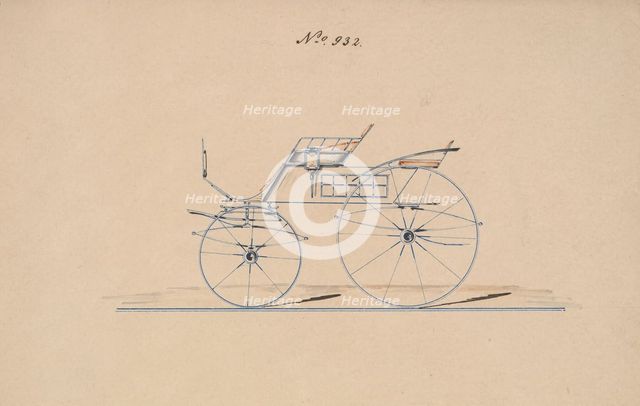 Design for 4 seat Phaeton, no top, no. 932, 1850-70. Creator: Brewster & Co.