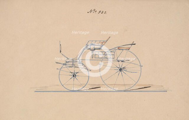 Design for 4 seat Phaeton, no top, no. 932, 1850-70. Creator: Brewster & Co.