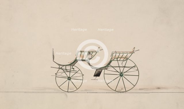 Design for 4 seat Phaeton, no top (unnumbered), 1850-70. Creator: Brewster & Co.
