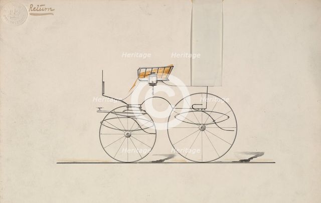 Design for 4 seat Phaeton, no top (unnumbered), 1850-70. Creator: Brewster & Co.