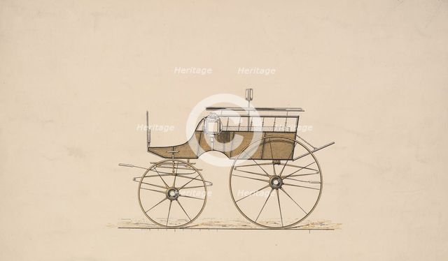 Design for 4 seat Phaeton, no top (unnumbered), 1850-70. Creator: Brewster & Co.