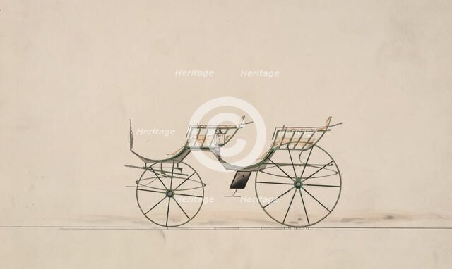 Design for 4 seat Phaeton, no top (unnumbered), 1850-70. Creator: Brewster & Co.