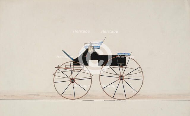 Design for 4 seat Phaeton, no top (unnumbered), 1850-70. Creator: Brewster & Co.