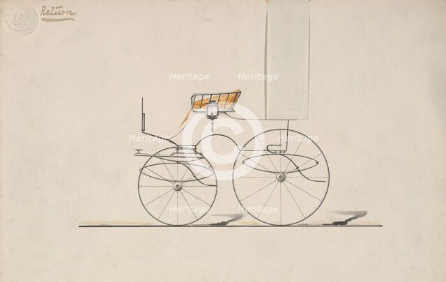Design for 4 seat Phaeton, no top (unnumbered), 1850-70. Creator: Brewster & Co.