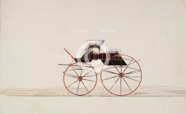 Design for 4 seat Phaeton, no top (unnumbered), 1850-70. Creator: Brewster & Co.