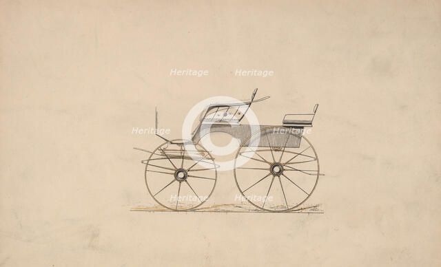 Design for 4 seat Phaeton, no top (unnumbered), 1850-70. Creator: Brewster & Co.