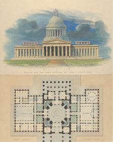 Design for the Capitol of Ohio, Columbus, 1839. Creator: Alexander Jackson Davis