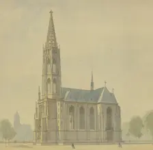 Design for the Church of the Three Kings in Sachsenhausen, late 19th century. Creator: Ludwig Hoffstadt