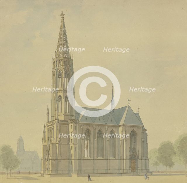 Design for the Church of the Three Kings in Sachsenhausen, late 19th century. Creator: Ludwig Hoffstadt.