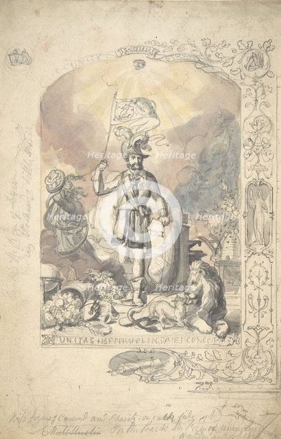 Design for the Ancient Order of Foresters: "Unity, Benevolence and Concord", 19th century. Creator: Anon.
