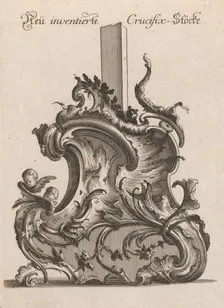 Design for the Base of a Crucifix, Plate 1 from: Neü inventierte Crucifix=..., Printed ca. 1750-56. Creator: Jacob Gottlieb Thelot